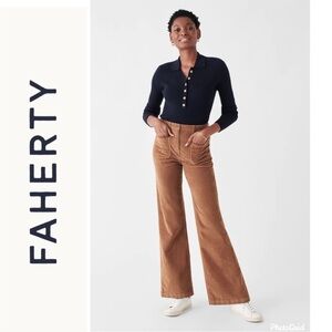 Faherty wide leg corduroy pants with front pockets